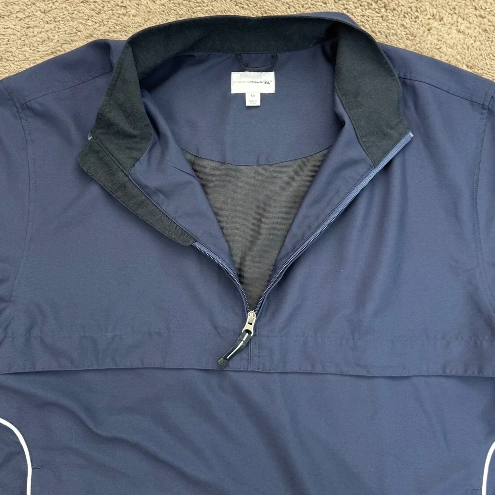 Cutter & Buck‎ WindTec Golf Pullover Mens L Navy S/S Jacket GCA 100 Sleece Patch